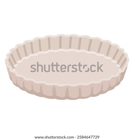 ceramic pie dish. Kitchen utensil, isolated on white background. Cartoon vector illustration.