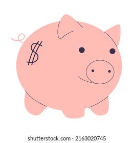 Ceramic piggy bank for storing money. Simple flat vector isolated on white background