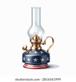 Ceramic pitcher with American flag design silver spout and handle for beverages