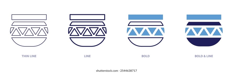 Ceramic plant pots icon in 4 different styles. Thin Line, Line, Bold, and Bold Line. Duotone style. Editable stroke.