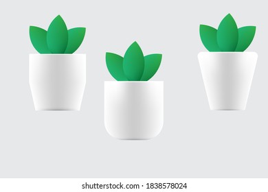 Vectores 3d de macetas de árboles de plantas cerámicas.