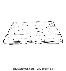 Ceramic plate dish tray beige, for hobby, handmade, food. Hand drawn in vector pen and ink. Isolated illustration for pottery shop logo, art class, print, website, restaurant or cafe menu, booklet.