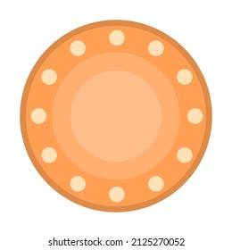 Ceramic plate with ornament. Kitchen utensils and dinnerware. Vector illustration.