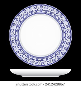Ceramic plate with Thai pattern mixed with Thai flowers, Thai style
