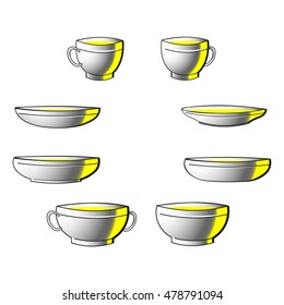Ceramic plates, cups and saucers