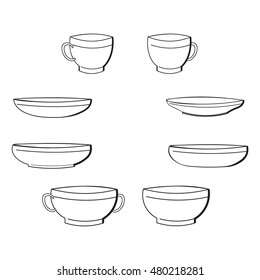 Ceramic plates, cups and saucers