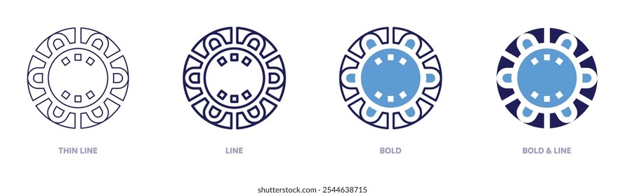 Ceramic plates icon in 4 different styles. Thin Line, Line, Bold, and Bold Line. Duotone style. Editable stroke.