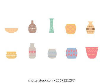 Ceramic Pot Design Element Set