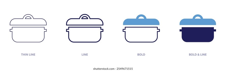 Ceramic pot icon in 4 different styles. Thin Line, Line, Bold, and Bold Line. Duotone style. Editable stroke.