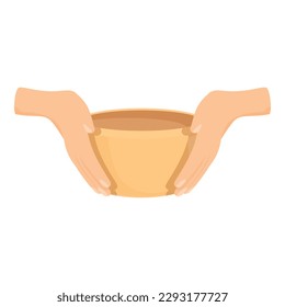 Vector de dibujos animados de icono de la olla cerámica. Cerámica de estudio. Rueda de clase