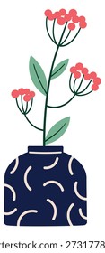 Ceramic pot with meadow flowers. Summer botany decoration