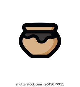 Ceramic pot shows content isolated white background simplified illustration