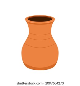 Ceramic pot vector. Jar cartoon vector on white background.