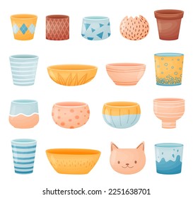 Ceramic Pots and Vessels of Different Shape Big Vector Set