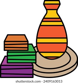 Ceramic Pottery Concept, Vector Color Icon Design, Hobby Symbol, Leisure time Activity Sign, Hobbyists and Handicraft Stock Illustration