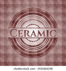 Ceramic red polygonal badge. Seamless. 
