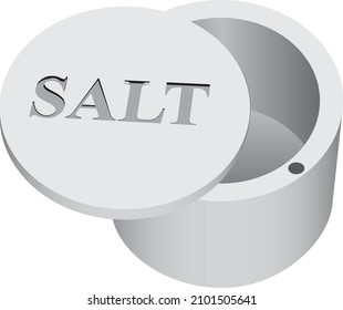 Ceramic round kitchen container for storing salt.