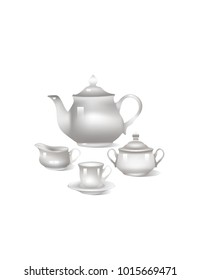 Ceramic service on a white background