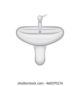 Ceramic sink icon in cartoon style on a white background