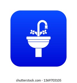 Ceramic sink icon digital blue for any design isolated on white vector illustration