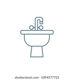 Ceramic sink linear icon concept. Ceramic sink line vector sign, symbol, illustration.