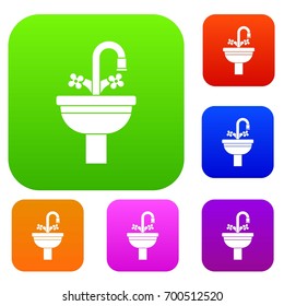 Ceramic sink set icon in different colors isolated vector illustration. Premium collection