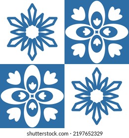 Ceramic spanish portuguese tiles Azulejo for wall decoration, retro geometric vector illustration for design