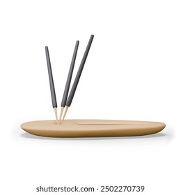 Ceramic stand with aromatic sticks. Realistic vector model on white background