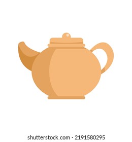 Ikone der Keramikteekanne. Flache Illustration von keramischem Teebeutel, Vektorsymbol einzeln auf weißem Hintergrund