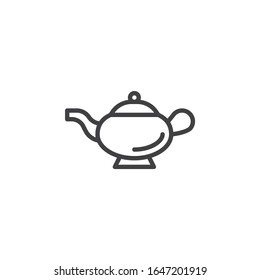 Ceramic Tea pot line icon. linear style sign for mobile concept and web design. Porcelain teapot outline vector icon. Symbol, logo illustration. Vector graphics
