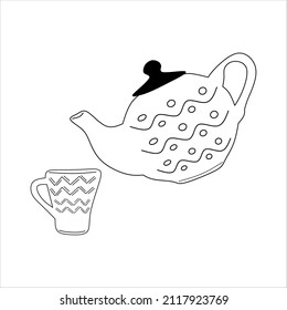 Ceramic teapot and a cup