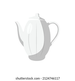 Ceramic Teapot Flat Illustration. Clean Icon Design Element on Isolated White Background