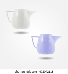 Ceramic teapot with a handle high resolution flat triangle polygon vector eps10