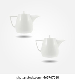 Ceramic teapot with a handle low and high resolution triangle mesh realistic vector eps10