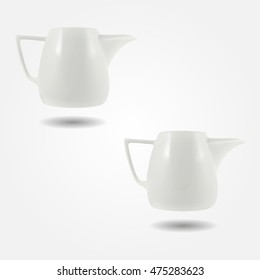 Ceramic teapot with a handle low and high resolution triangle mesh realistic vector eps10