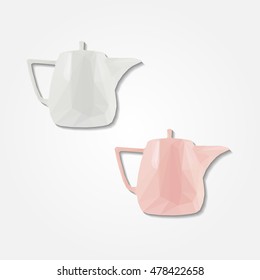 Ceramic teapot with a handle low resolution flat triangle polygon vector eps10