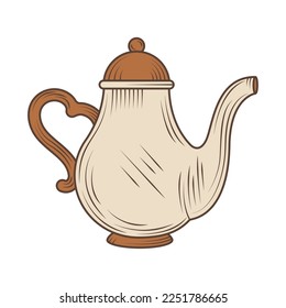 ceramic teapot icon isolated flat