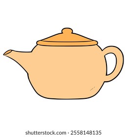 ceramic teapot illustration hand drawn isolated vector