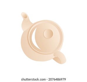 Ceramic teapot isolated on white. Top view.