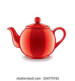 Ceramic teapot isolated on white photo-realistic vector illustration