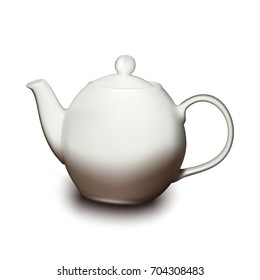 Ceramic teapot isolated on white realistic. Vector illustration.