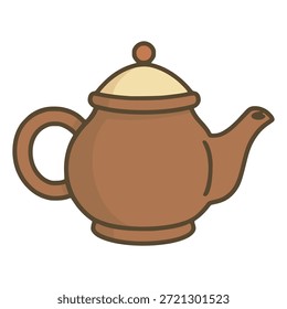 Tetera de cerámica Utensilio de cocina Bebida Ilustración vectorial de color plano Diseño de Plantilla