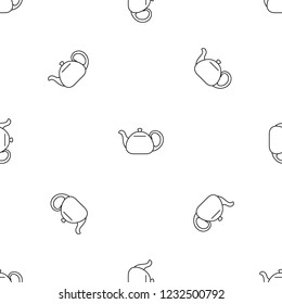Ceramic teapot pattern seamless vector repeat geometric for any web design