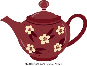 Ceramic teapot with a retro design. Tea time, menu