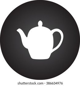 Ceramic teapot simple icon on round  background