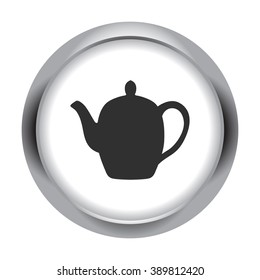 Ceramic teapot simple icon on round  background