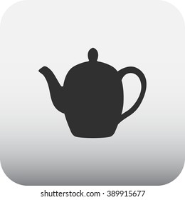 Ceramic teapot simple icon on square  background