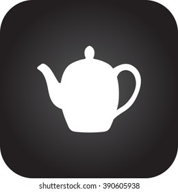 Ceramic teapot simple icon on square  background