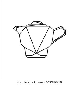 Ceramic teapot symbol polygon line icon on background