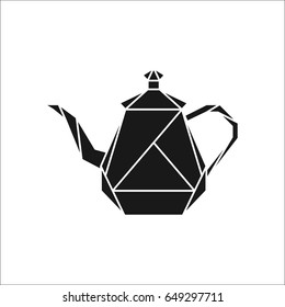 Ceramic teapot symbol polygon silhouette icon on background